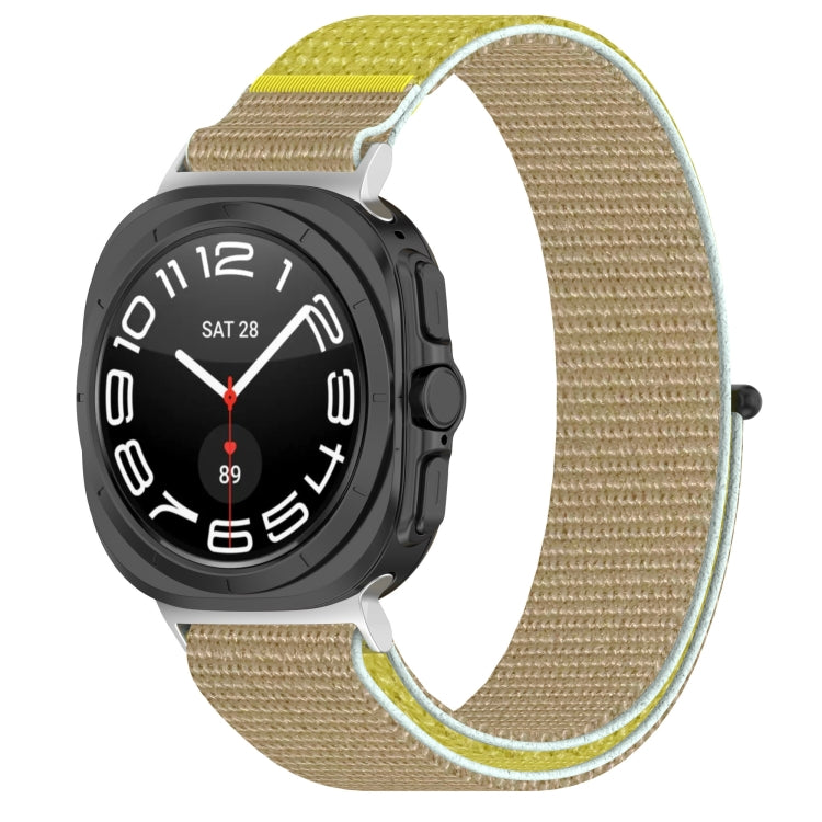 For Samsung Galaxy Watch Ultra 47mm Loop Nylon Hook and Loop Fastener Watch Band(Khaki Yellow)