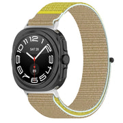 For Samsung Galaxy Watch Ultra 47mm Loop Nylon Hook and Loop Fastener Watch Band(Khaki Yellow)