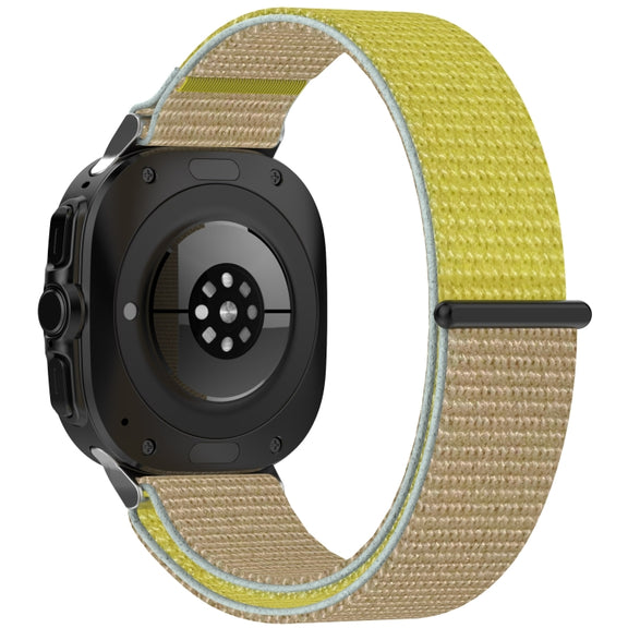 For Samsung Galaxy Watch Ultra 47mm Loop Nylon Hook and Loop Fastener Watch Band(Khaki Yellow)