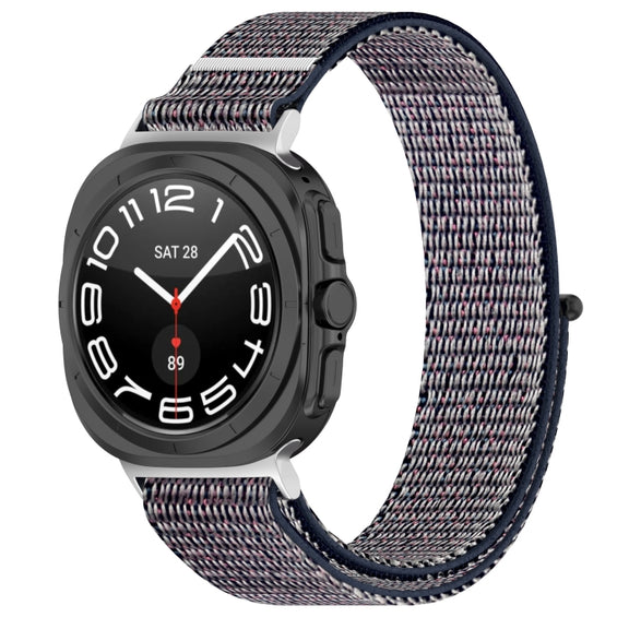 For Samsung Galaxy Watch Ultra 47mm Loop Nylon Hook and Loop Fastener Watch Band(Dark Blue)