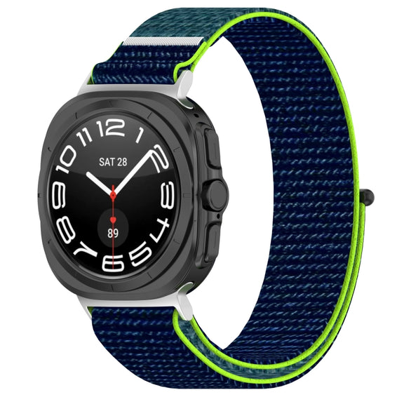 For Samsung Galaxy Watch Ultra 47mm Loop Nylon Hook and Loop Fastener Watch Band(Lime)