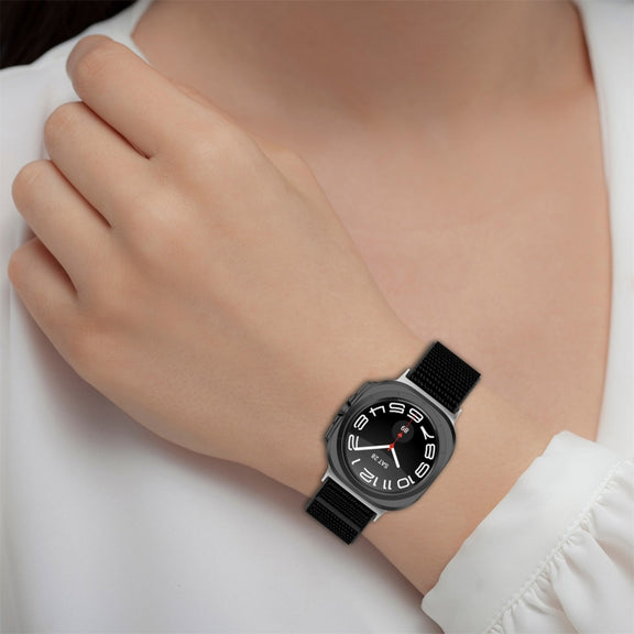 For Samsung Galaxy Watch Ultra 47mm Loop Nylon Hook and Loop Fastener Watch Band(Black)