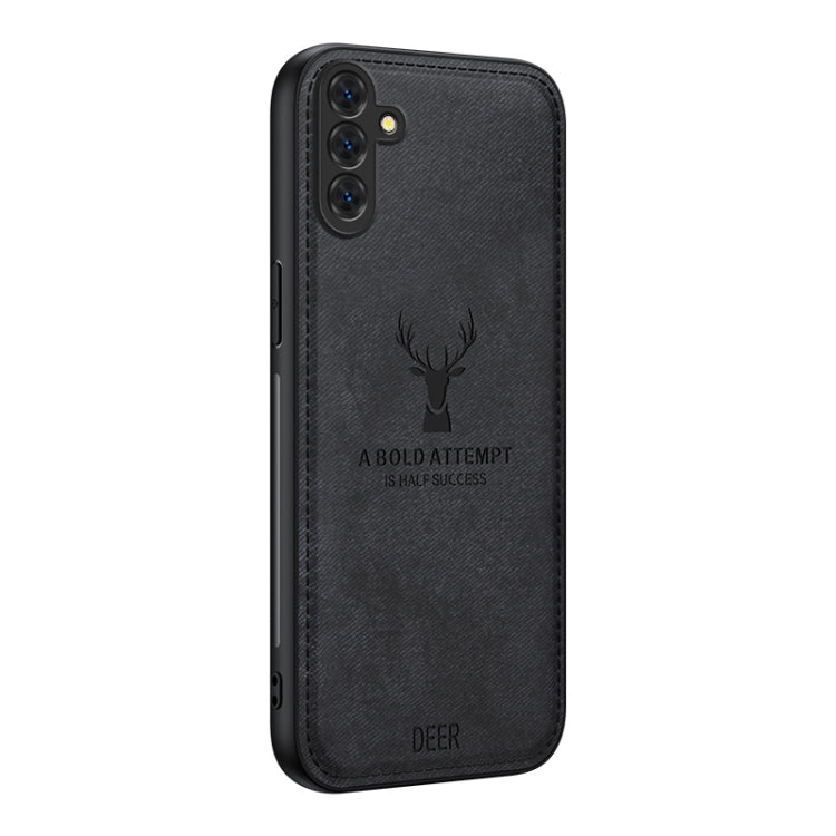 For Samsung Galaxy S25 5G Deer Head Cloth Skin All-inclusive Phone Case(Black)