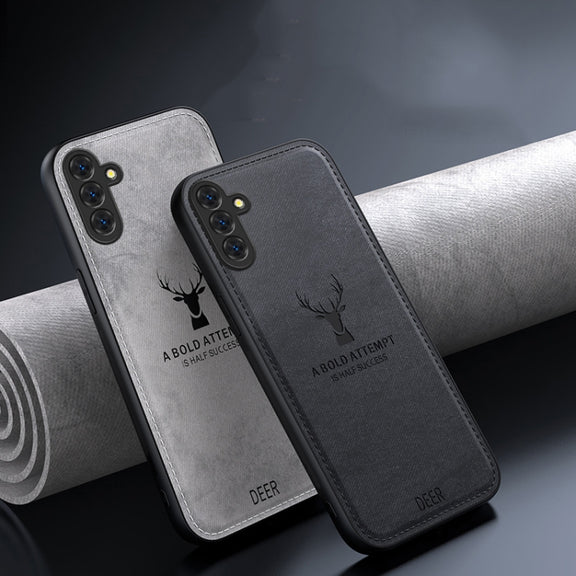 For Samsung Galaxy S25 5G Deer Head Cloth Skin All-inclusive Phone Case(Black)