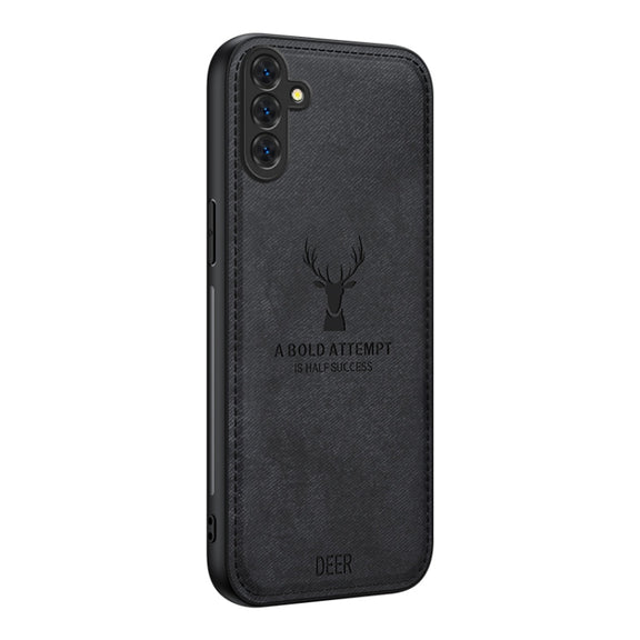 For Samsung Galaxy S25 5G Deer Head Cloth Skin All-inclusive Phone Case(Black)