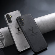 For Samsung Galaxy S25 5G Deer Head Cloth Skin All-inclusive Phone Case(Blue)