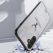 For Samsung Galaxy S25 5G Deer Head Cloth Skin All-inclusive Phone Case(White)