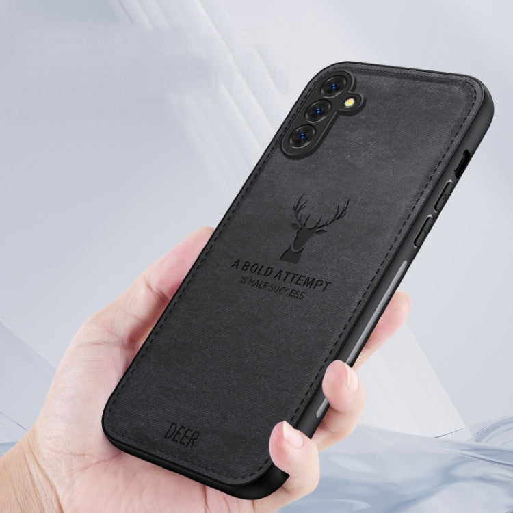For Samsung Galaxy S25+ 5G Deer Head Cloth Skin All-inclusive Phone Case(Blue)