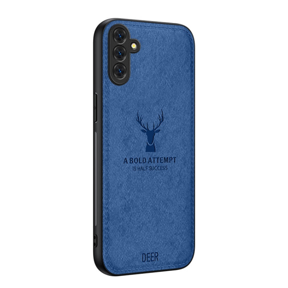 For Samsung Galaxy S25+ 5G Deer Head Cloth Skin All-inclusive Phone Case(Blue)