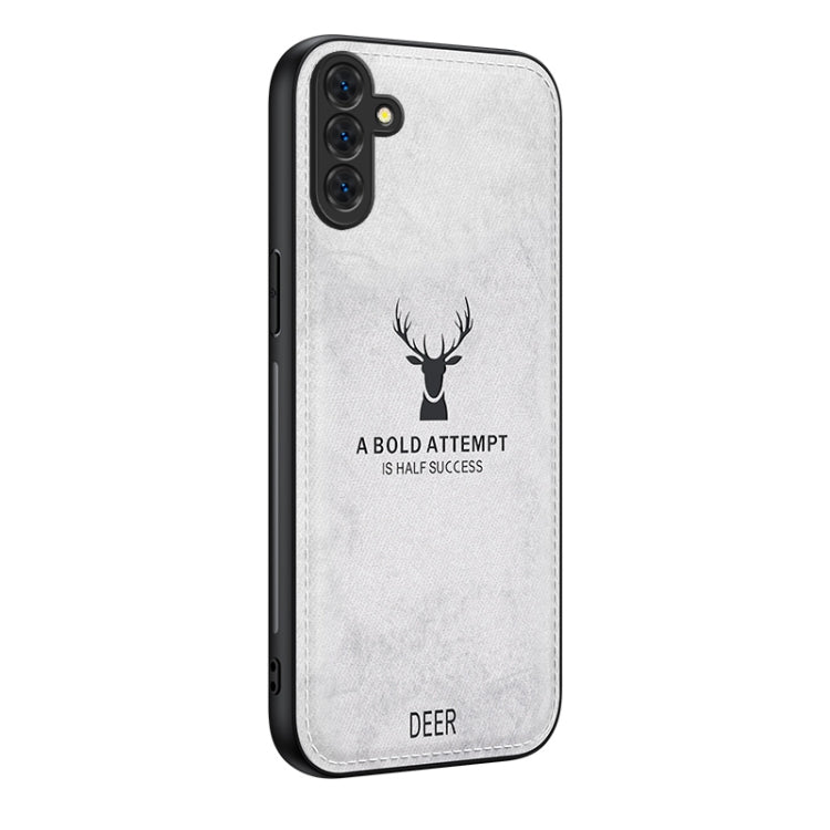 For Samsung Galaxy S25+ 5G Deer Head Cloth Skin All-inclusive Phone Case(White)