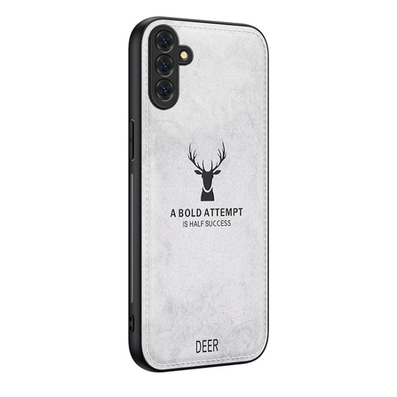 For Samsung Galaxy S25+ 5G Deer Head Cloth Skin All-inclusive Phone Case(White)