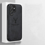 For Samsung Galaxy S25 Ultra 5G Deer Head Cloth Skin All-inclusive Phone Case(Black)