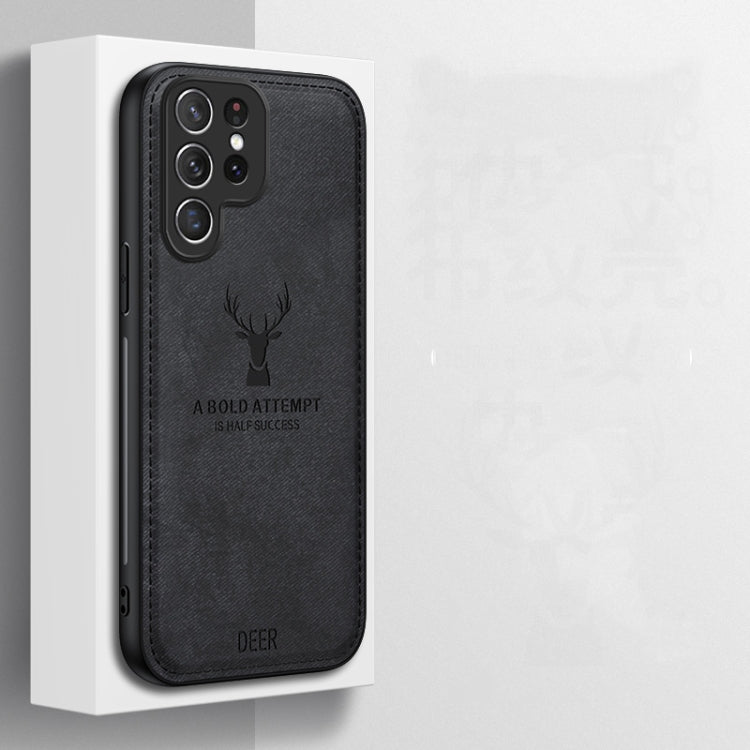 For Samsung Galaxy S25 Ultra 5G Deer Head Cloth Skin All-inclusive Phone Case(Blue)