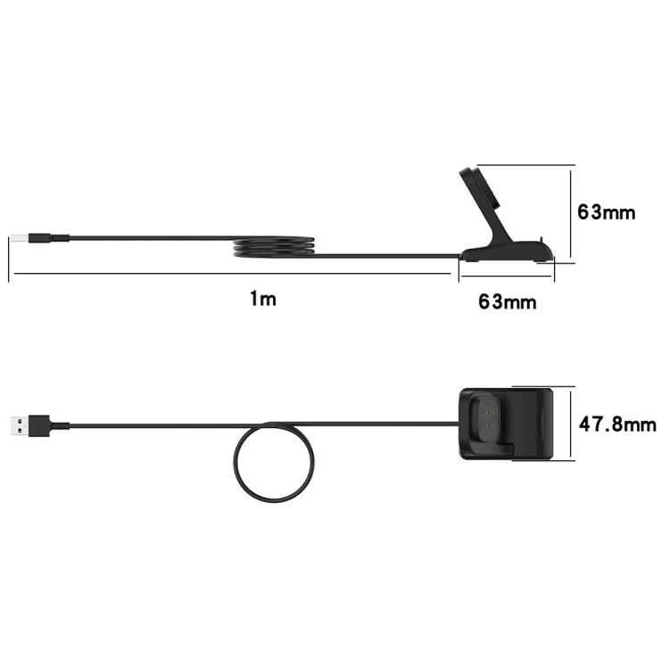 For Fitbit Ace LTE Vertical Watch Magnetic Charger With Chip Protection, Length: 1m(Black)