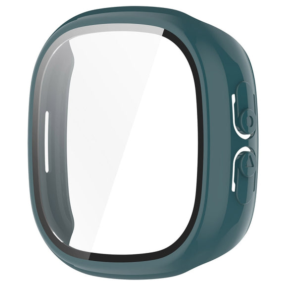 For Fitbit Ace LTE  PC + Tempered Glass Film Integrated Watch Protective Case(Pine Green)