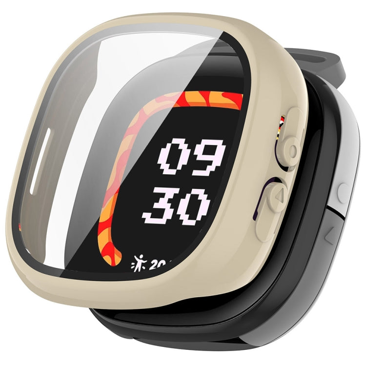 For Fitbit Ace LTE  PC + Tempered Glass Film Integrated Watch Protective Case(Ivory White)