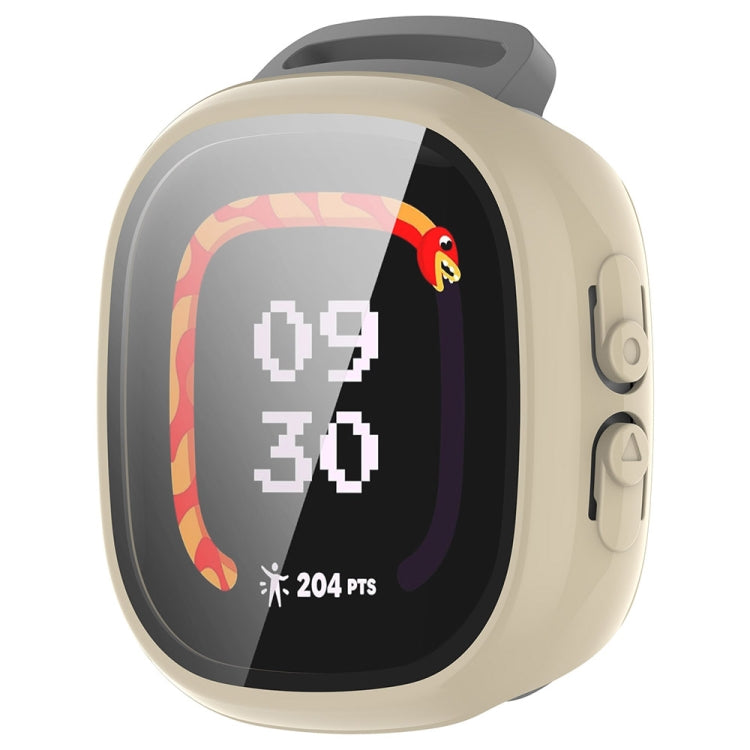 For Fitbit Ace LTE  PC + Tempered Glass Film Integrated Watch Protective Case(Ivory White)