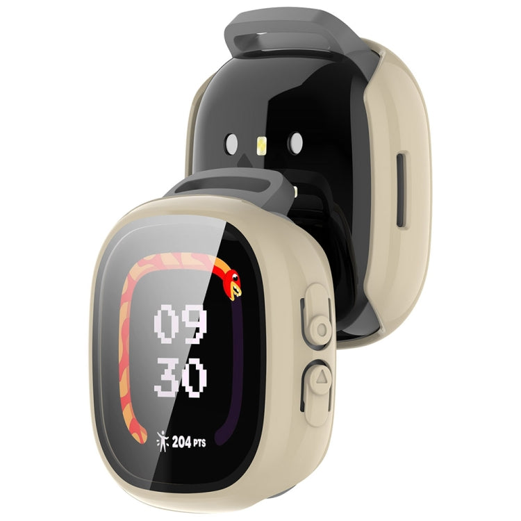 For Fitbit Ace LTE  PC + Tempered Glass Film Integrated Watch Protective Case(Ivory White)