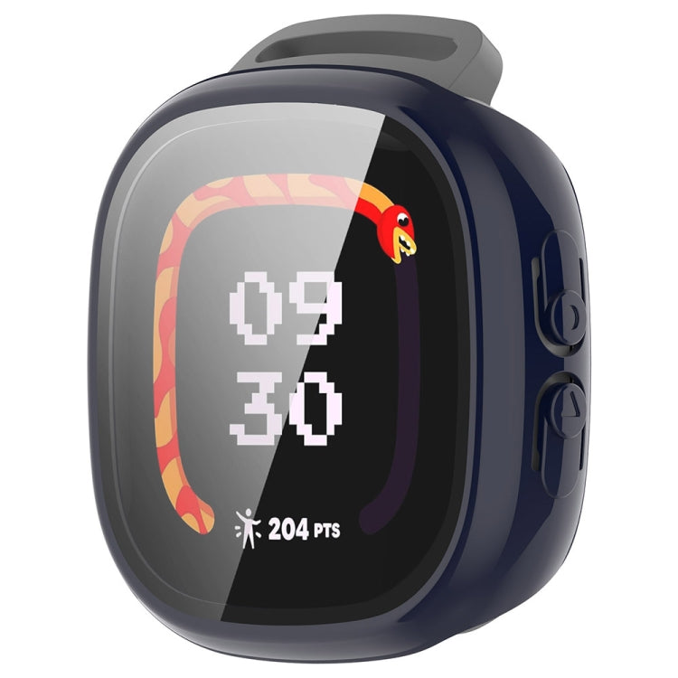 For Fitbit Ace LTE  PC + Tempered Glass Film Integrated Watch Protective Case(Ink Blue)