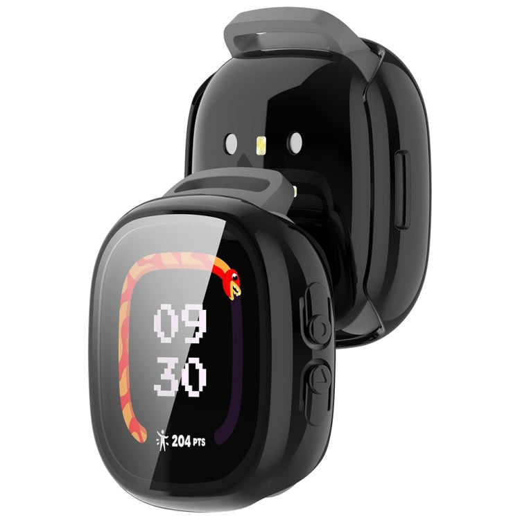 For Fitbit Ace LTE  PC + Tempered Glass Film Integrated Watch Protective Case(Black)