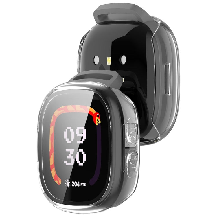For Fitbit Ace LTE  PC + Tempered Glass Film Integrated Watch Protective Case(Transparent White)