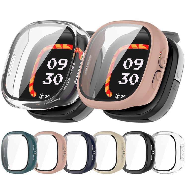 For Fitbit Ace LTE  PC + Tempered Glass Film Integrated Watch Protective Case(Ivory White)