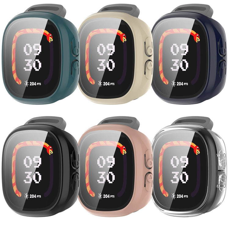 For Fitbit Ace LTE  PC + Tempered Glass Film Integrated Watch Protective Case(Ivory White)