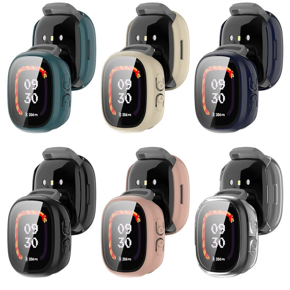 For Fitbit Ace LTE  PC + Tempered Glass Film Integrated Watch Protective Case(Sakura Pink)