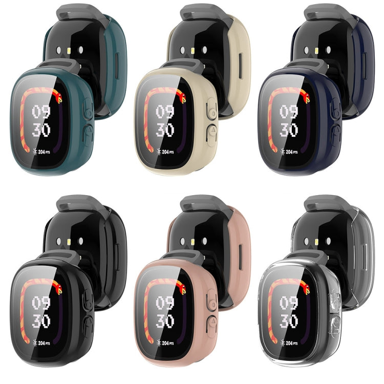 For Fitbit Ace LTE  PC + Tempered Glass Film Integrated Watch Protective Case(Transparent White)