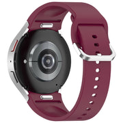 For Samsung Galaxy Watch7 40 / 44mm Solid Color Silver Buckle Quick Release Silicone Watch Band(Wine Red)