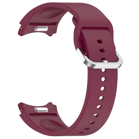 For Samsung Galaxy Watch7 40 / 44mm Solid Color Silver Buckle Quick Release Silicone Watch Band(Wine Red)