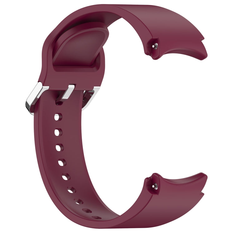 For Samsung Galaxy Watch7 40 / 44mm Solid Color Silver Buckle Quick Release Silicone Watch Band(Wine Red)