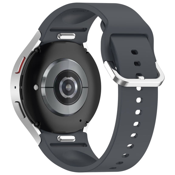 For Samsung Galaxy Watch7 40 / 44mm Solid Color Silver Buckle Quick Release Silicone Watch Band(Gray)