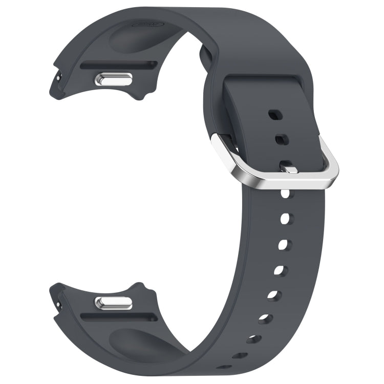 For Samsung Galaxy Watch7 40 / 44mm Solid Color Silver Buckle Quick Release Silicone Watch Band(Gray)