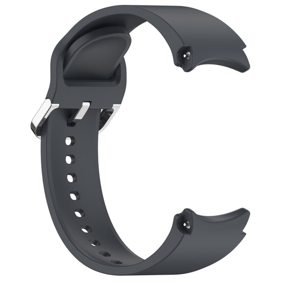 For Samsung Galaxy Watch7 40 / 44mm Solid Color Silver Buckle Quick Release Silicone Watch Band(Gray)