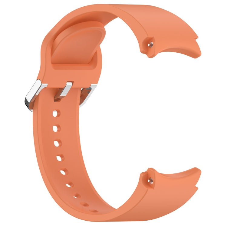 For Samsung Galaxy Watch7 40 / 44mm Solid Color Silver Buckle Quick Release Silicone Watch Band(Orange)