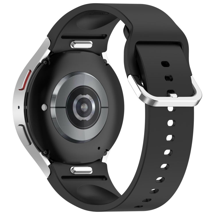 For Samsung Galaxy Watch7 40 / 44mm Solid Color Silver Buckle Quick Release Silicone Watch Band(Black)