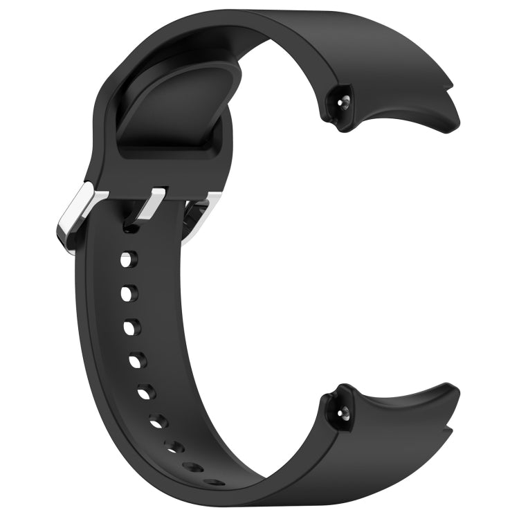 For Samsung Galaxy Watch7 40 / 44mm Solid Color Silver Buckle Quick Release Silicone Watch Band(Black)