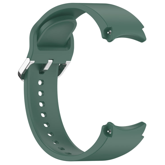 For Samsung Galaxy Watch7 40 / 44mm Solid Color Silver Buckle Quick Release Silicone Watch Band(Dark Green)