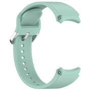For Samsung Galaxy Watch7 40 / 44mm Solid Color Silver Buckle Quick Release Silicone Watch Band(Light Green)