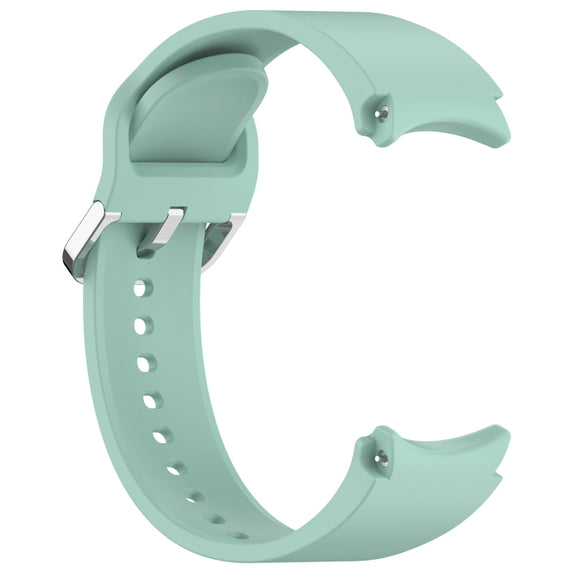 For Samsung Galaxy Watch7 40 / 44mm Solid Color Silver Buckle Quick Release Silicone Watch Band(Light Green)