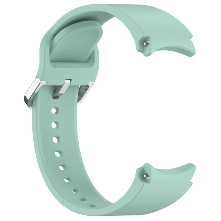 For Samsung Galaxy Watch7 40 / 44mm Solid Color Silver Buckle Quick Release Silicone Watch Band(Light Green)