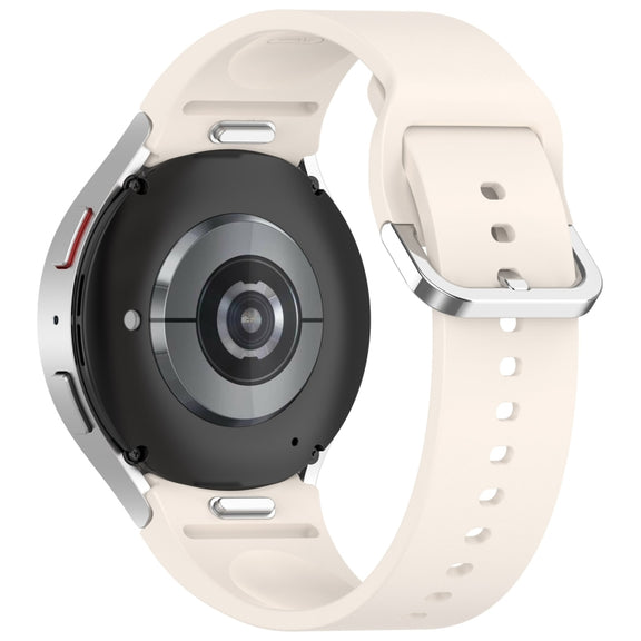 For Samsung Galaxy Watch7 40 / 44mm Solid Color Silver Buckle Quick Release Silicone Watch Band(Starlight)
