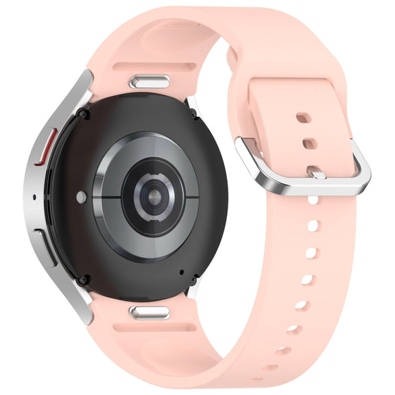 For Samsung Galaxy Watch7 40 / 44mm Solid Color Silver Buckle Quick Release Silicone Watch Band(Light Pink)