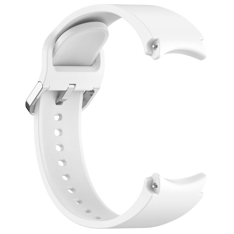 For Samsung Galaxy Watch7 40 / 44mm Solid Color Silver Buckle Quick Release Silicone Watch Band(White)