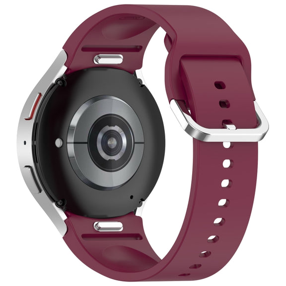 For Samsung Galaxy Watch FE 40mm Solid Color Silver Buckle Quick Release Silicone Watch Band(Wine Red)