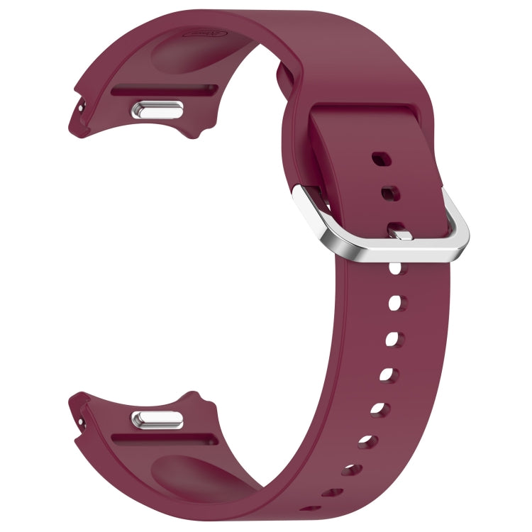 For Samsung Galaxy Watch FE 40mm Solid Color Silver Buckle Quick Release Silicone Watch Band(Wine Red)