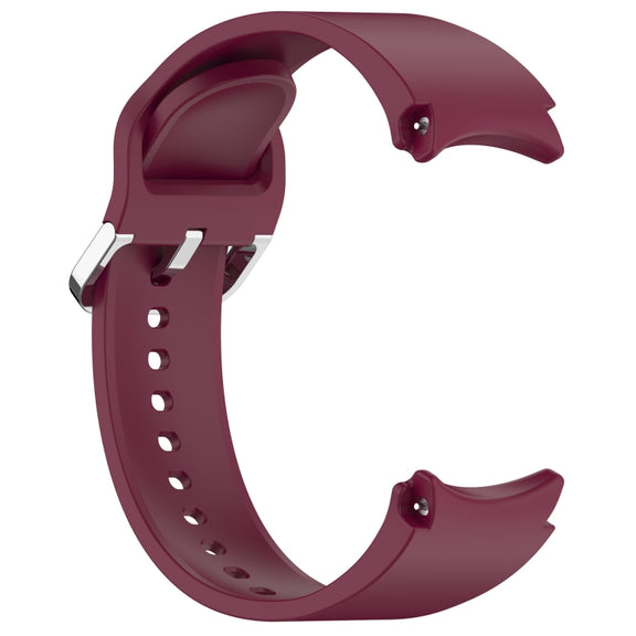 For Samsung Galaxy Watch FE 40mm Solid Color Silver Buckle Quick Release Silicone Watch Band(Wine Red)