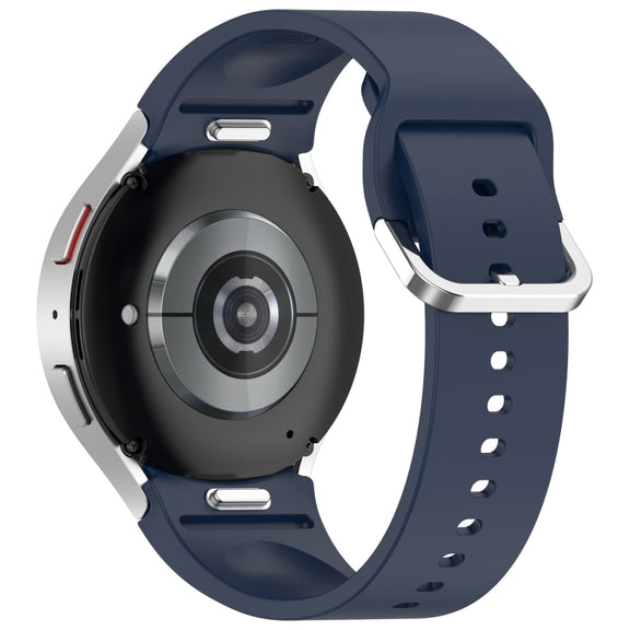 For Samsung Galaxy Watch FE 40mm Solid Color Silver Buckle Quick Release Silicone Watch Band(Midnight Blue)