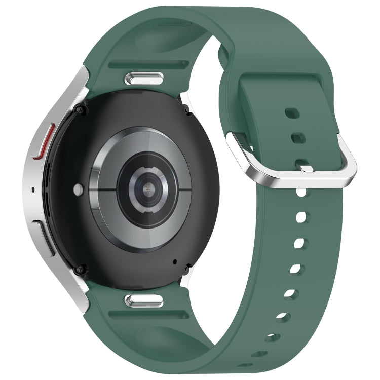 For Samsung Galaxy Watch FE 40mm Solid Color Silver Buckle Quick Release Silicone Watch Band(Dark Green)